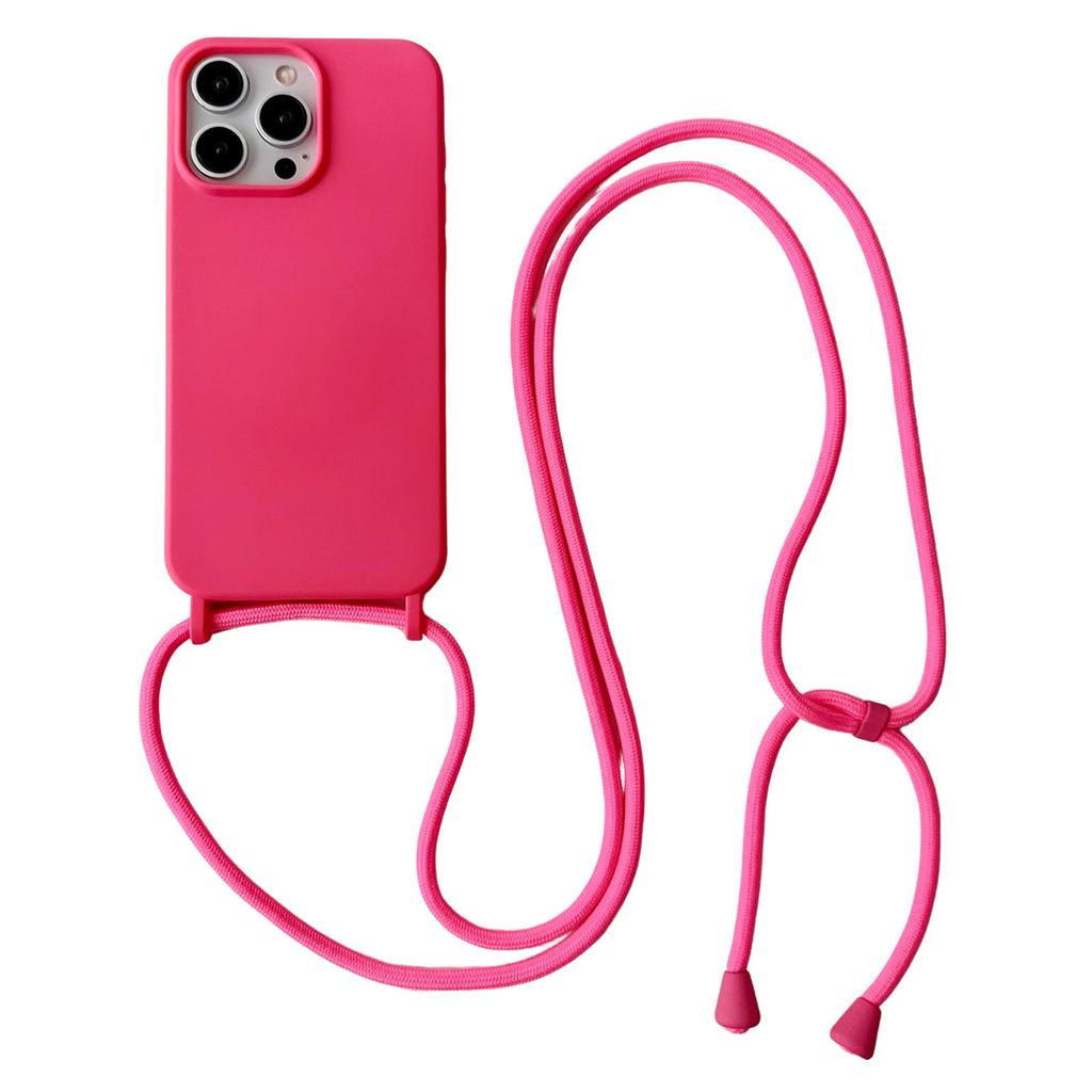 For iPhone 15 Pro Case Liquid Silicone Anti-Scratch Phone Cover with Adjustable Neck Cord