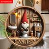 Lodge Style Russian Wooden Bathroom Sign with Gnome Pattern - Rustic Decorative Plaque with Toilet Themed - Ideal Hanging Ornament for Toilet Decor