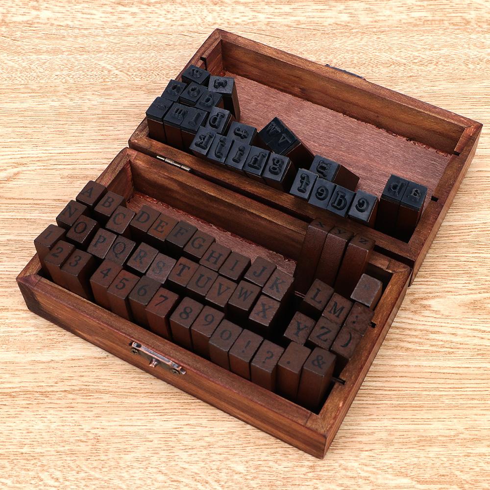 Number Alphabet Stamp 70pcs DIY Handmade Diary Ablum Wedding Letter Stamp Kids Number Seal Diary Decor Self Inking Wooden Box Seal