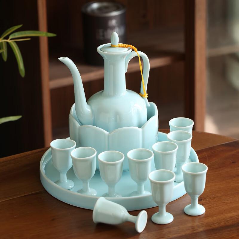 Керамический винный набор с подносом «Лотос»