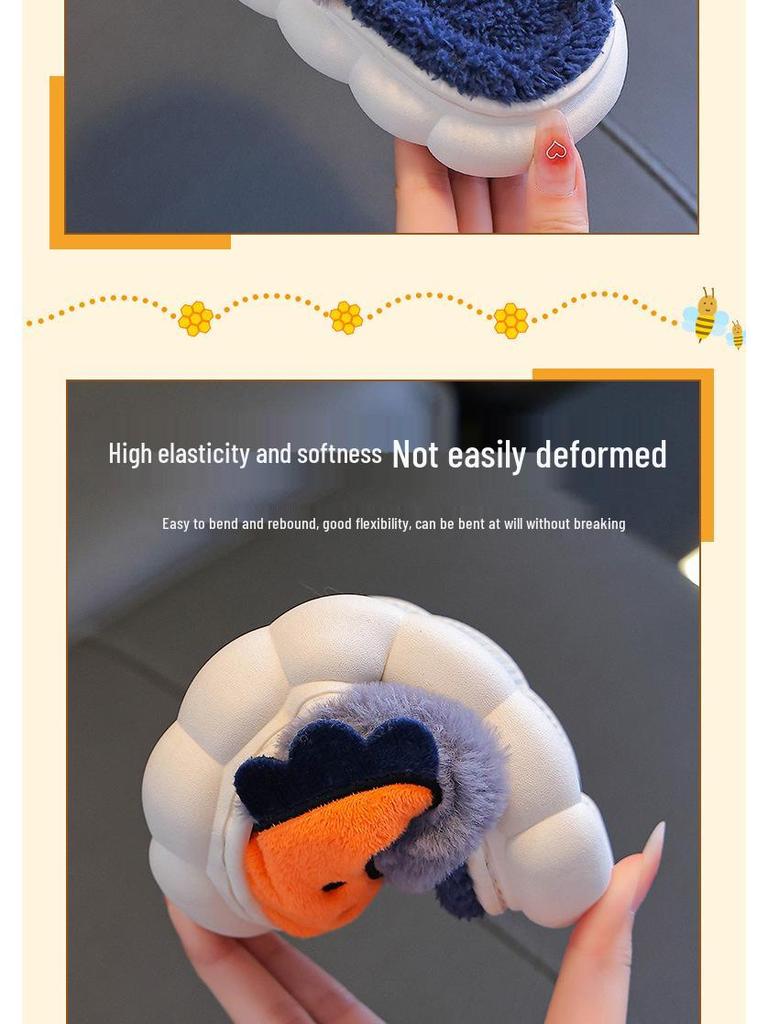 Children's Winter Cotton Slippers: Warm Plush, Non-slip Thick Sole, Cute for Boys & Girls, Small To Medium Sizes