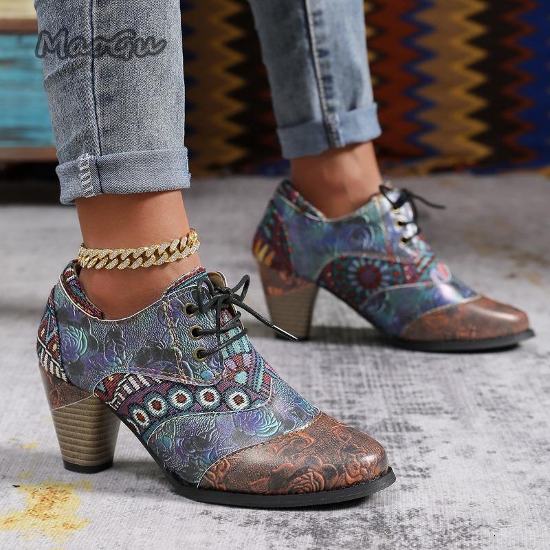 Fashion New Bohemian Ankle Boots for Women High Heel Autumn Winter Women's Short Boots Size36 43 Ethnic Style Casual Shoes Botas Mujer