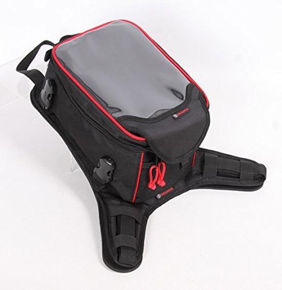 DEGNER Tank Bag with Red Piping Fits a Wide Range of Vehicles Belt-Style (NB-147) -