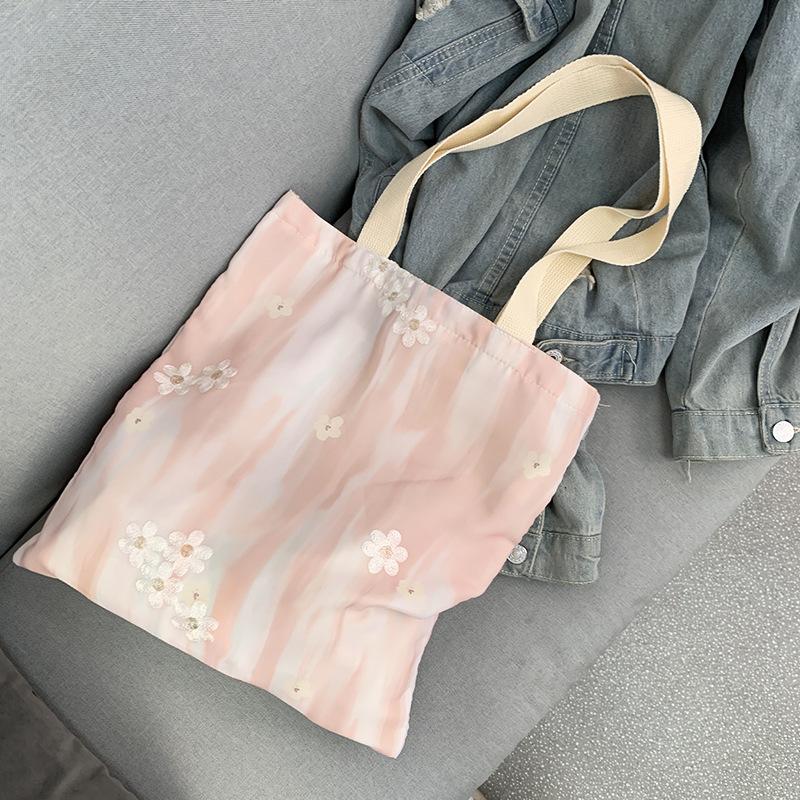 Embroidery Literary Ink Painting Small Fresh Canvas Bag