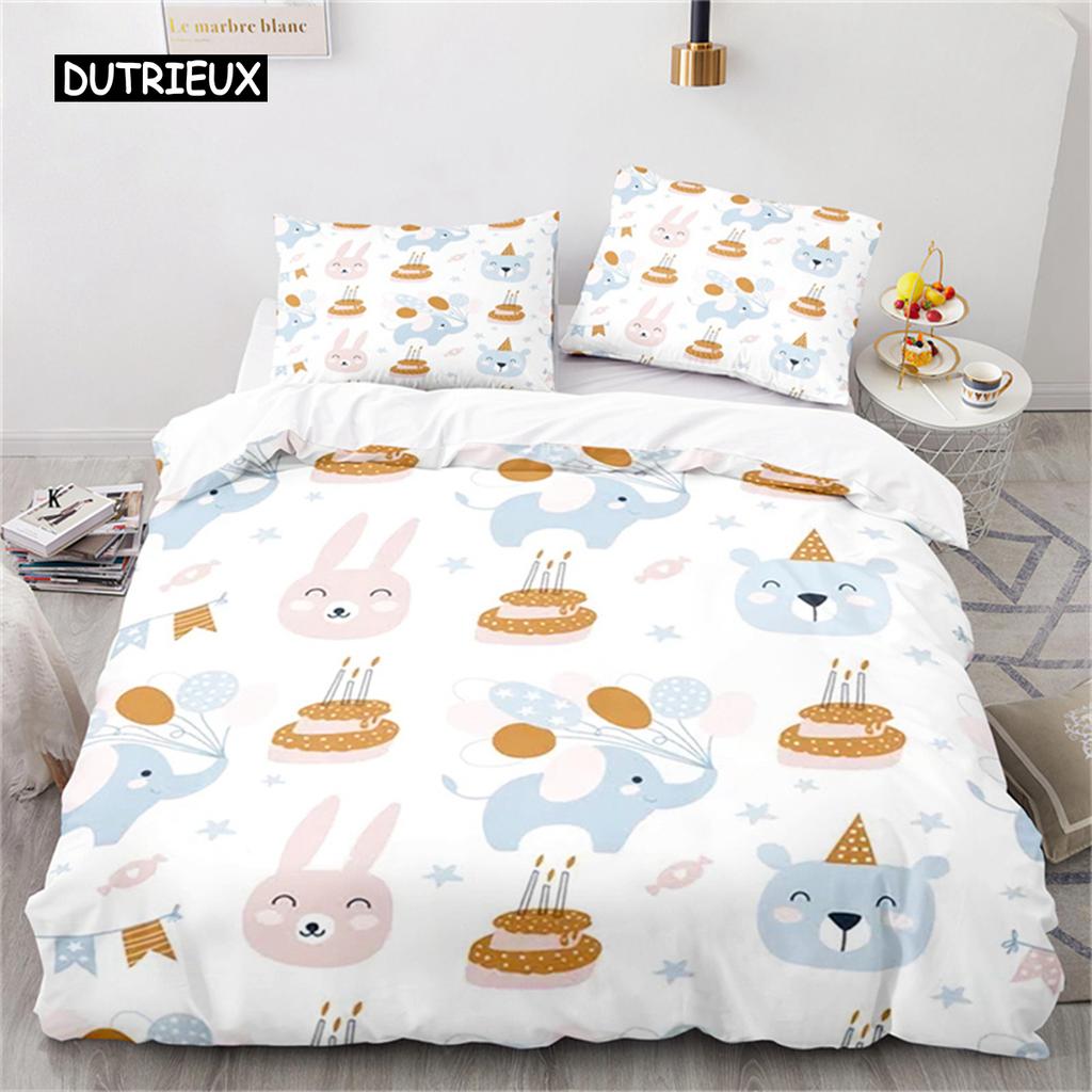 Bettbezug Niedliches Cartoon Tier König für Kinder Mädchen Junge Teenager Geschenk Niedlicher Dinosaurier Hund Bettdeckenbezug Mikrofaser Bettwäsche Schlafzimmer