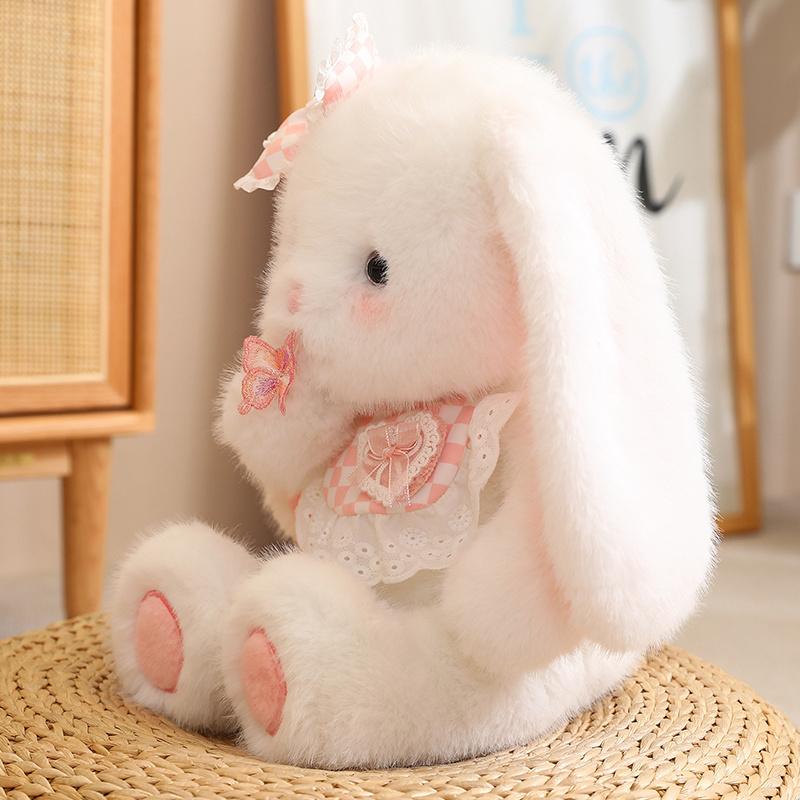 Flauschiges Plüsch Weißer Teddy Braunbär Weißes Baby Kaninchen Fuchs mit Lätzchen Kleid Niedlich Lecker Kuscheltiere Kuschel Umarmungs Spielzeug
