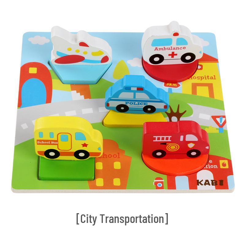 Wooden 3D Animal Puzzle Board - Early Education Toy for Preschoolers