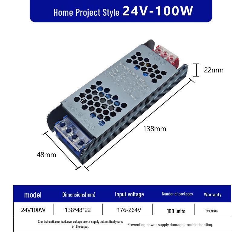 Ultra-Thin Silent Indoor Switching Power Supply, 220V To 12V/24V, 60/400W, LED Strip Driver Transformer for Light Boxes
