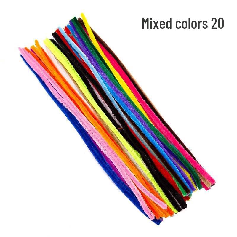 Encrypted Pipe Cleaners: Dense, Thickened 8mm White Strips with Mixed Colors for Handmade DIY Bouquets