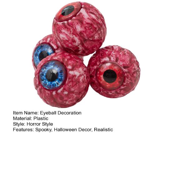 Spooky Scene Setter Props Halloween Hanging Eyeballs Decoration, 4 Pcs Scary Realistic Fake Blood Eyes in Gory Table Decorations Net Bag for
