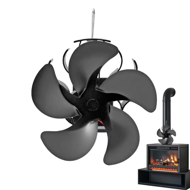 

A25F-Quiet Non-Electric Heat-Powered Fan For Wood Stove For Indoor Home Log Burner Pipe Heating Supplies чёрный