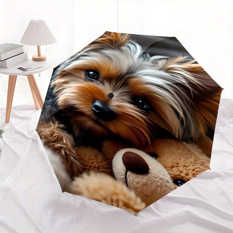 Dog,Teddy Bear Automatic Folding Umbrella  8 Ribs Lightweight Design, Durable Iron Frame, Compact and Portable, Ideal Birthday or Christmas