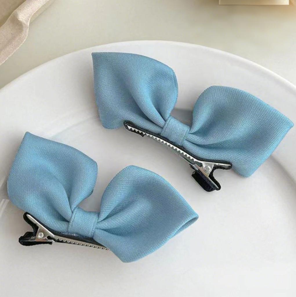 2pcs 3D Fabric Bowknot Hair Clips for Toddler Girls Princess Core Ruffled Side Clamps Non-Toxic Cute Kids Hair Accessories