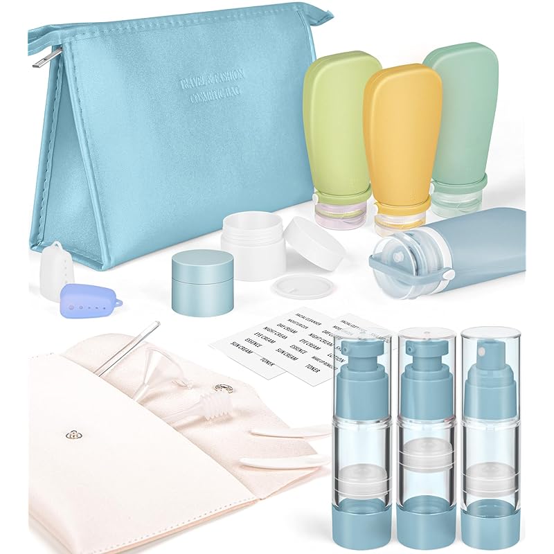 

2025 [Текущие рекомендации бортпроводника] Дорожный набор бутылок Noideeer из силикона, набор из 19 предметов [Эксклюзивный дизайн с ремешком, предотвращающим протекание]