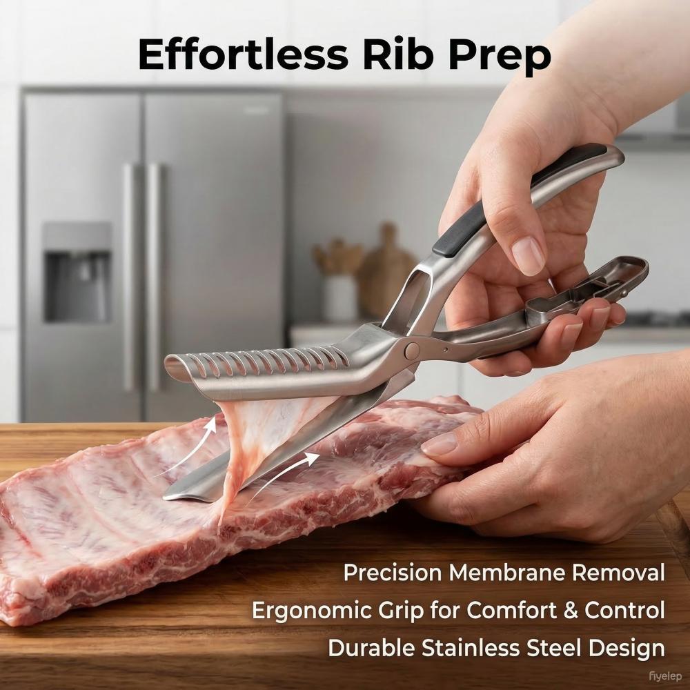 Stainless Steel Rib Membrane Remover Professional Rib Skinner Tool Bbq And Kitchen Use Easy To Operate Preparing Ribs And Meats