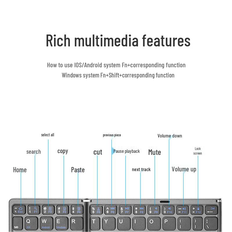 Ultra-thin Bluetooth Folding Keyboard for Business and Tablets