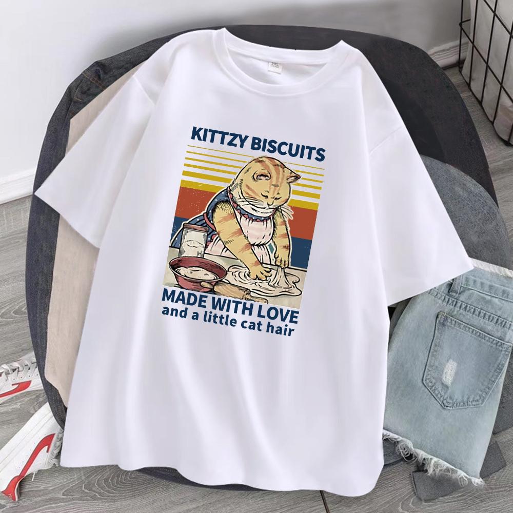 

Kittzy Biscuits Made with Love and A Little Cat Hair Men Cotton T-Shirts Summer Breathable O-Neck Tops Casual Mans Tee Clothing S разноцветный