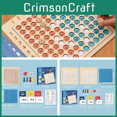 2-in-1 Mathematical Genius Desktop Game Hundred Number Board Wooden Toy