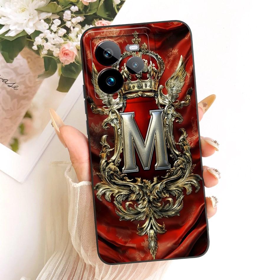 For Realme GT 7 Pro Feather Crown Initial Letter Phone Case For Realme GT7 Pro RMX5010 Soft Silicone Covers Bumpers