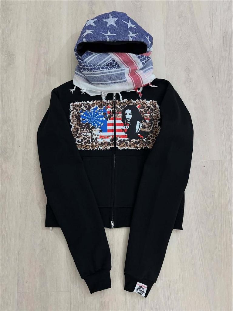 Y2K printed sweater street trend single product design thermal mask men's and women's style retro winter