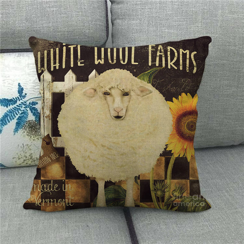 Sheep Cows Pigs And Chickens On The Farm Digital Printing Short Plush Pillow Covers For Car Sofa Office Cushion Cover Home Goods