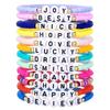 Handmade Polymer Clay Letter Bead Bracelet Set Dopamine Color Palette Inspirational Typography Stackable Unisex Jewelry