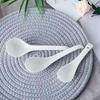 White Ceramic Long-Handle Ladle - Scratch-Resistant, Large Soup Spoon for Commercial and Household Use