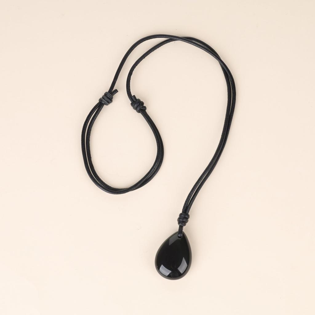 Obsidian Teardrop Amulet Power Stone Unisex [Koai] Necklace,