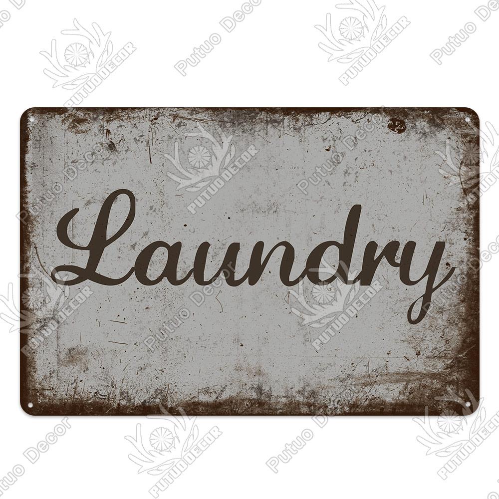 Putuo Decor Room Funny Plaque Metal Vintage Tin Sign Laundry Toilet Powder Retro Wall Art Poster for Home Man Cave Iron Painting