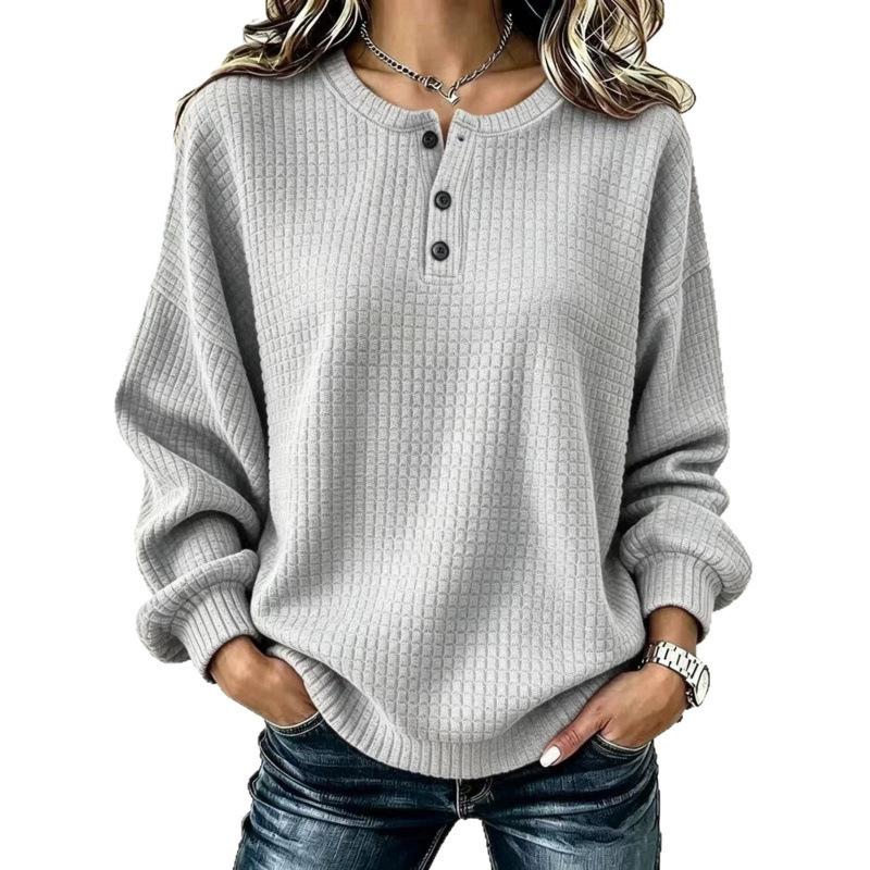Plaid Casual Loose Round Neck Button Women's Clothing - Autumn/Winter 2026