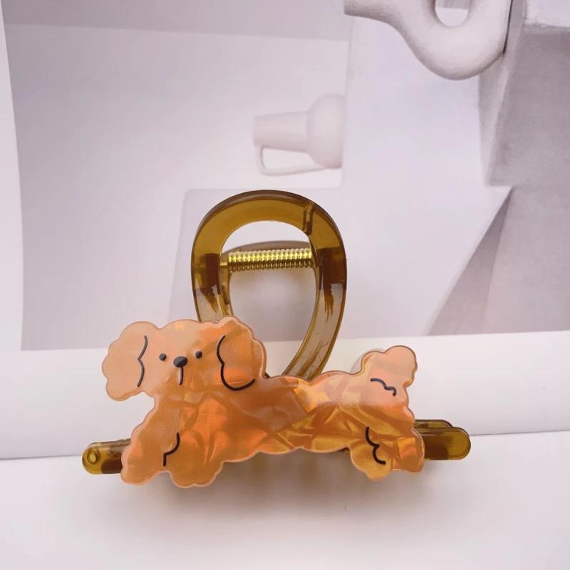 

2024 Новые Заколки для Волос Высокого Класса Милый Щенок Дисковая Заколка для Волос Новинка Аксессуар для Волос Милый Смешной Кот Акула Когти Акриловый Зажим коричневый