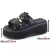 Metal Decoration Women Slippers Designer Summer Sandals Buckles Vampire Cosplay Platform Black Gothic Shoes