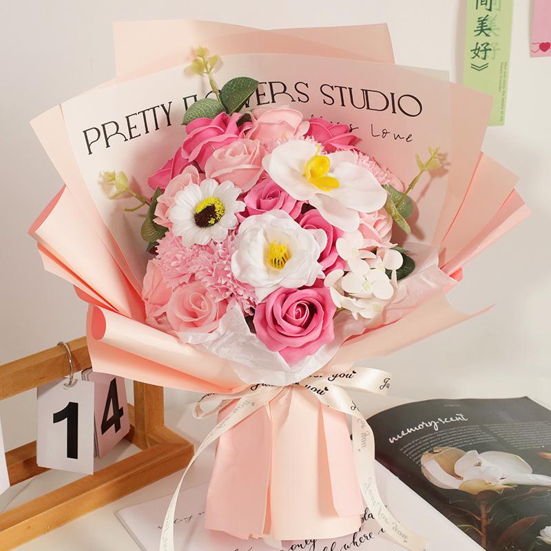 Valentine's Day Bouquet for Girlfriend Rose Soap Bouquet Mothers Day Gift Simulated Bouquet Creative Gift Artificial Flowers