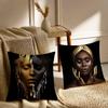 Schwarz Gold Afrikanische Dame Frau Stil Kissenbezug Weicher Plüsch Doppelseitig Sofa Kissen Kissenbezug | Ganzjahres Dekoration Geschenk