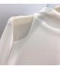 Women's Autumn/Winter Mesh Patchwork Off-Shoulder High Neck Long Sleeve T-Shirt with Brushed Fleece Inner Layer
