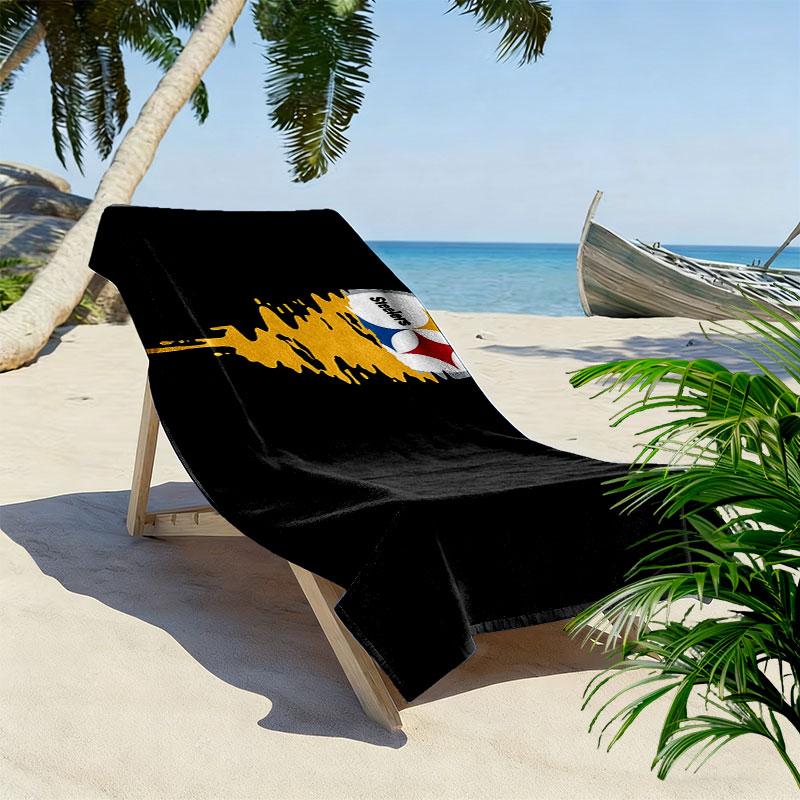 Steelers Logo Print Strandtuch, Großes Weiches Schnelltrocknendes Handtuch für Strand Camping Schwimmen