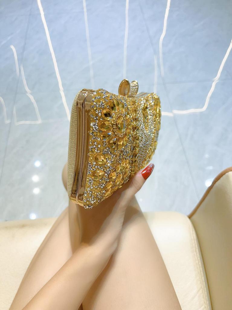 Heavy-duty Rhinestone Crossbody Evening Bag - Elegant Women's Clutch for Special Occasions