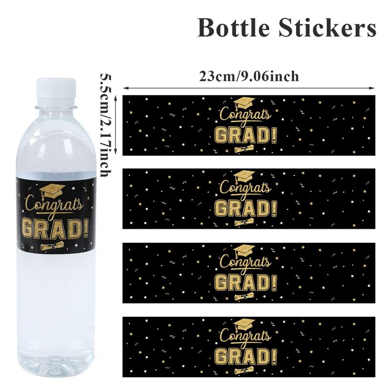 

Black and Gold Graduation Bottle Stickers Graduation Decoration for Home Bottle Stickers Class of 2025 Graduation Party Supplies 10PCS