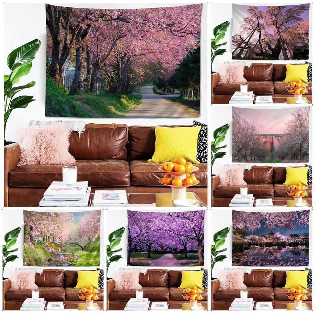 Office Living Room Tapestry Cherry Blossom Forest Tapestry Home Wall Decoration Tapestry