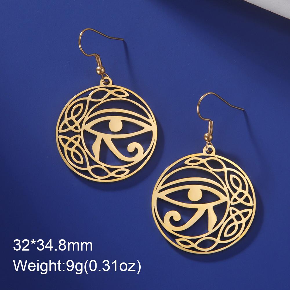 Dawapara Antike Ägyptische Symbol Ohrringe Auge des Horus und Ankh Kreuz Hieroglyphisches Ideogramm Schutz Amulett Edelstahl