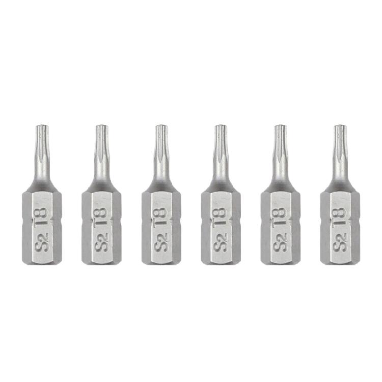 6 Piece Steel Tamper Resistant Bit Set 1/4" Hexagonal Shank Magnetic Screwdriver Bit For Various Applications