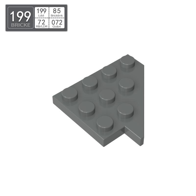 BRICKE 3935 Beveled 4x4 Right Plate - LEGO Compatible Building Blocks 50g (~34 pcs) темно-серого
