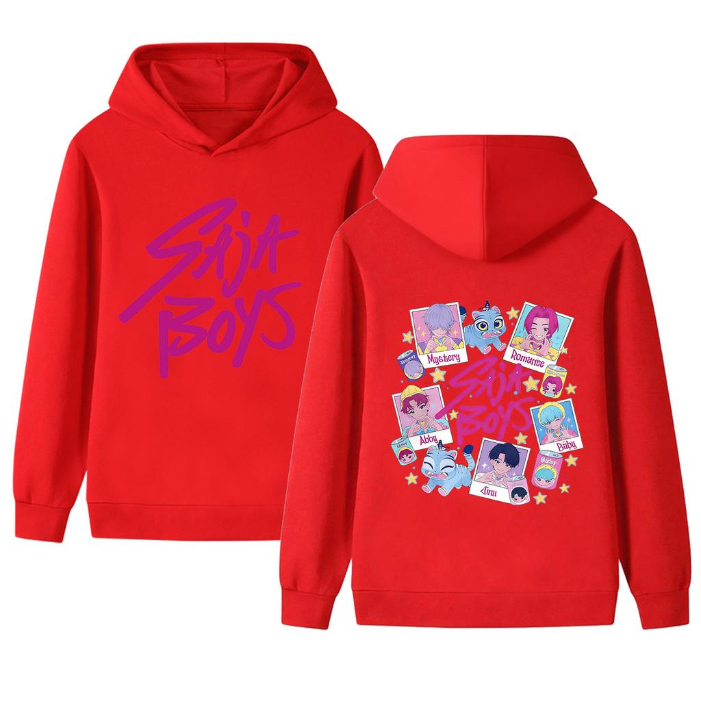 B1206-2 Kids Boys Girls Kpop Rumi Zoey Mira Sajaboys Double-sided Print Long Sleeves Hoodie