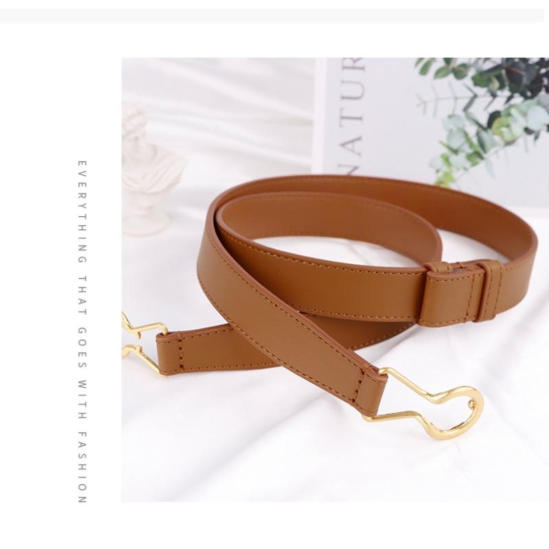 Buckle Top Layer Cowhide Thin Belt, Adjustable Length, Suit Women's Belt