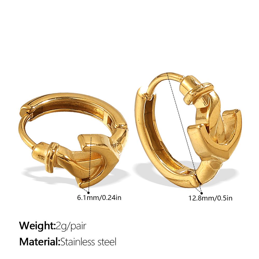 Women's Starburst Diamond-set Titanium Steel Hoop Earrings - Elegant Light Luxury Design