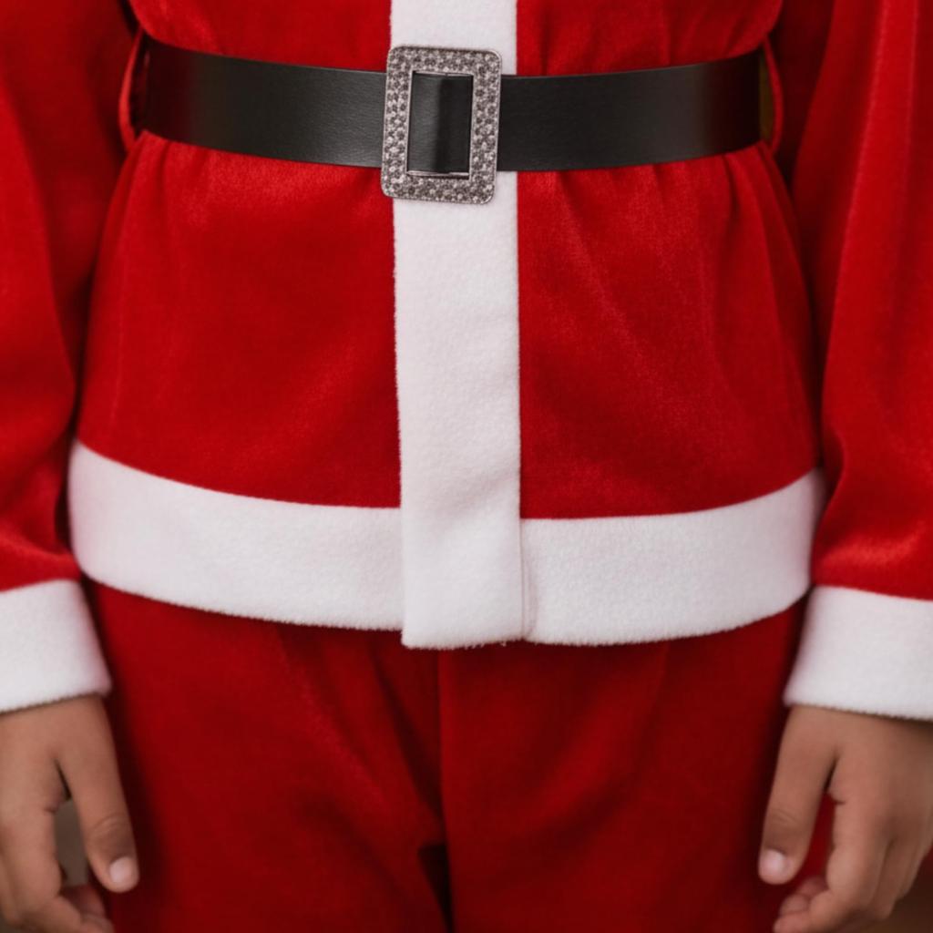 DONGRI Patch Shop Kinder Weihnachtsmann Kostüm, 4-teiliges Set, Mütze, Jacke, Hose und Gürtel, Weihnachtsoutfit (80 cm)