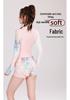 Hao Zhi Lang Women's Pink Long-Sleeve Swimsuit with Boy Shorts - Nylon Swimwear for Pools