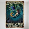 Vintage Style 'And Into The Ocean I Go' Mermaid Metal Tin Sign Rusty Retro Wall Plaque with Ocean Coral & Bubbles Decor for Home