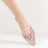 French pointed head thick heel bag head half slippers fashionable outer wear Muller shoes sequined single shoes women's spring and autumn 2025 new