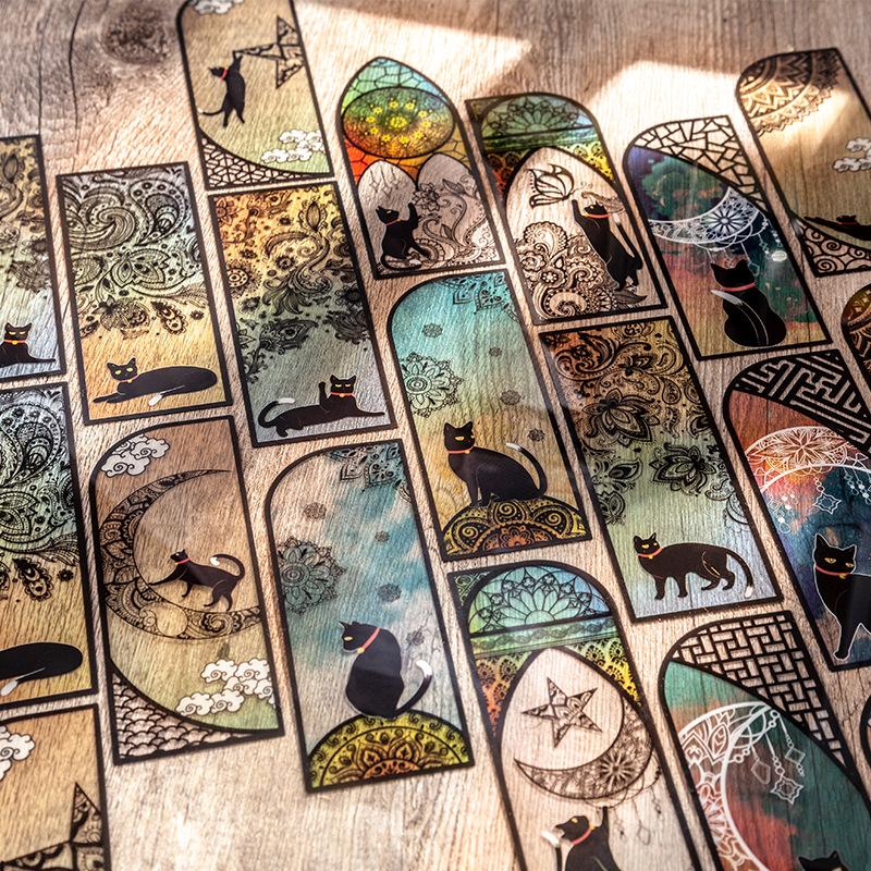 6 Pcs PET Bookmarks Black Cat Pattern Page Markers Page Clips Bookmark for Student Office Reading Stationery